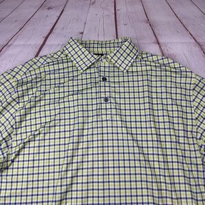 FootJoy Golf Polo Shirt Mens Large Green Purple Plaid Check FJ Performance